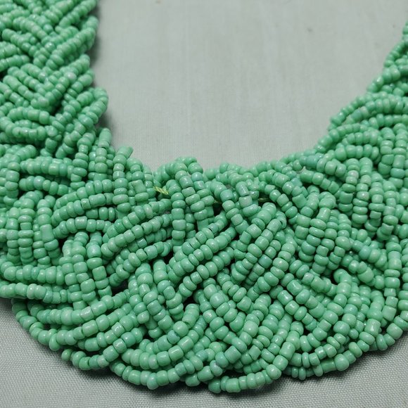 Signature turquoise - seafoam green braided seed bead Bohemian choker necklace - Picture 3 of 3